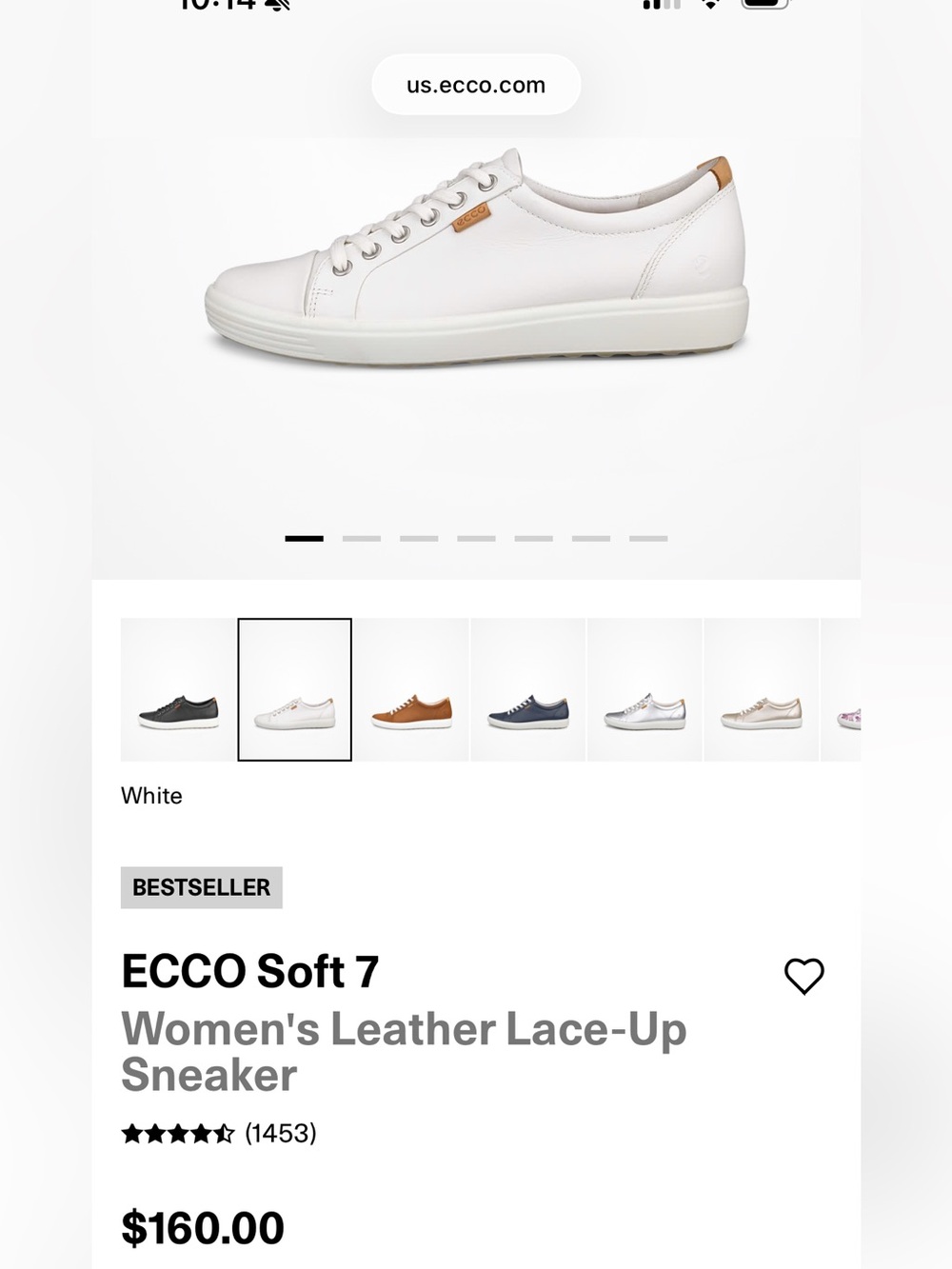 Ecco White Leather Sneakers with Light Tan Heel Accent